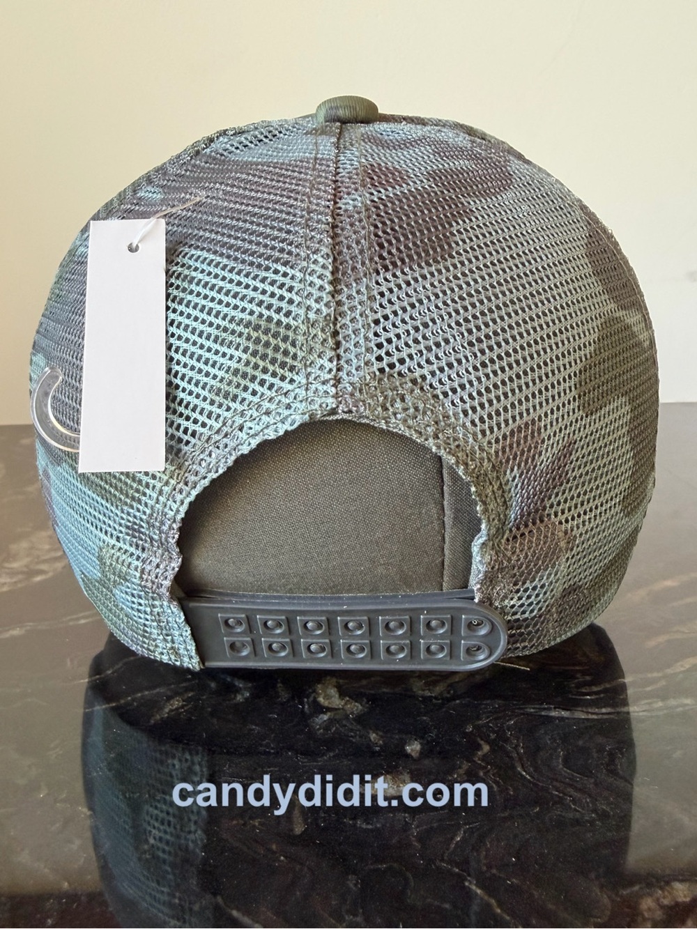 NWT Handmade Olive Green & Camouflage Baseball Cap with Blue Denim Patch - Picture 9 of 9